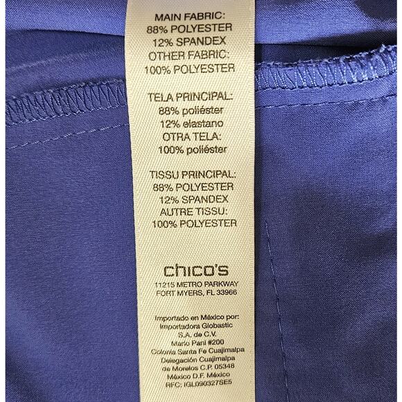 CHICO'S WEEKEND 2.5 Women 14 Crop Pants Periwinkle Snap Zip Quick Dry 35 x 21.5 - Picture 7 of 8
